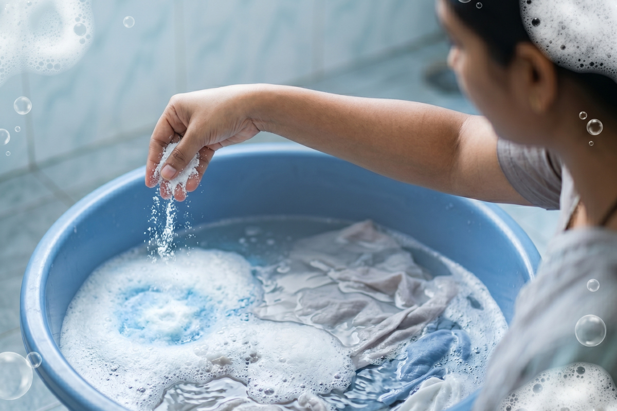 A woman using our Detergent